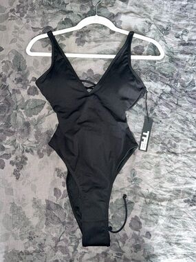 TA3 Black One-Piece Swimsuit with V-Neck